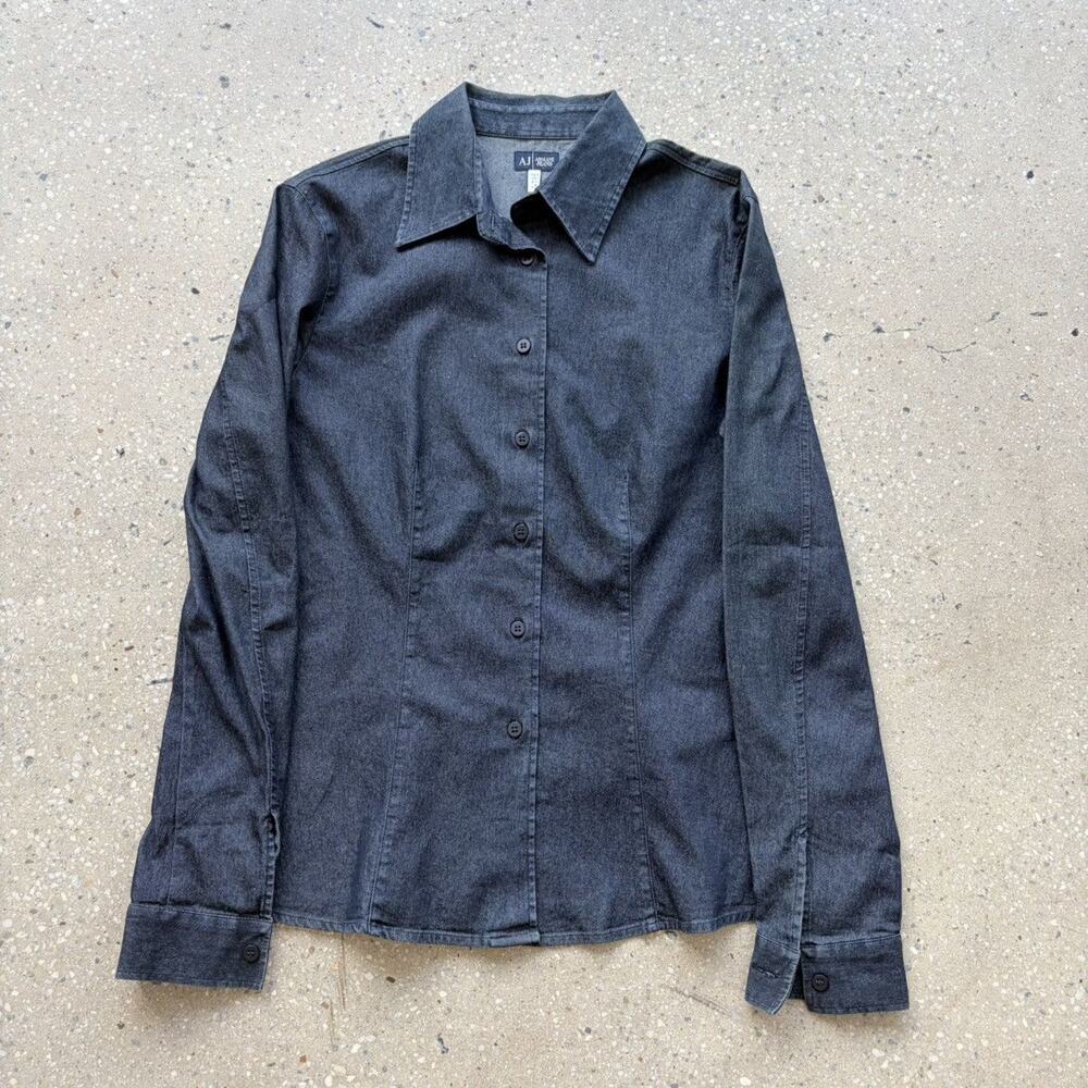 Vintage 90s Armani Jeans Denim Pleated Shirt